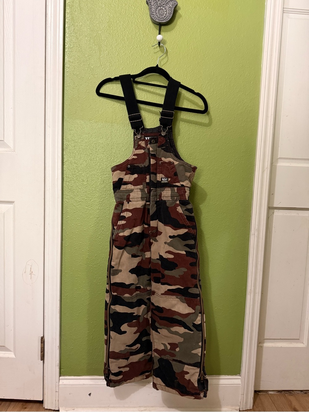 Walls Camouflage Bib Overalls in Black and Brown